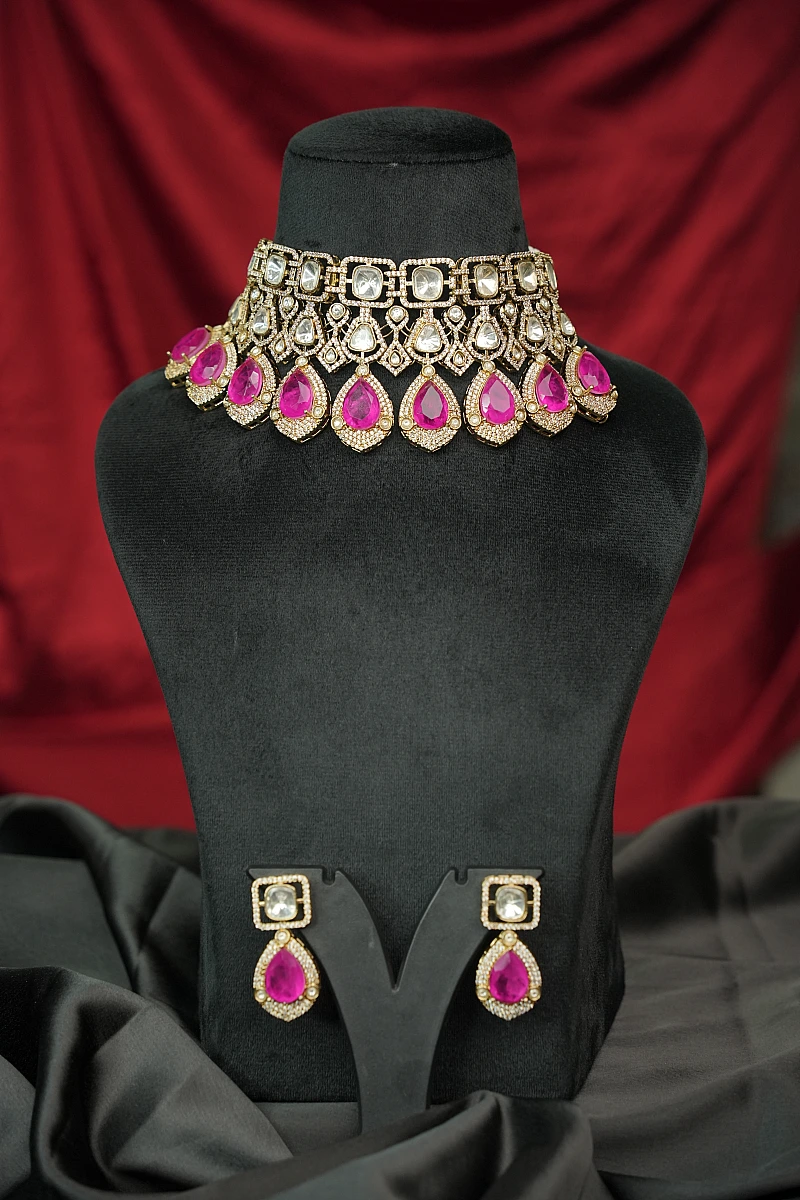 Elegant Moissanite Necklace Set with Matching Earrings