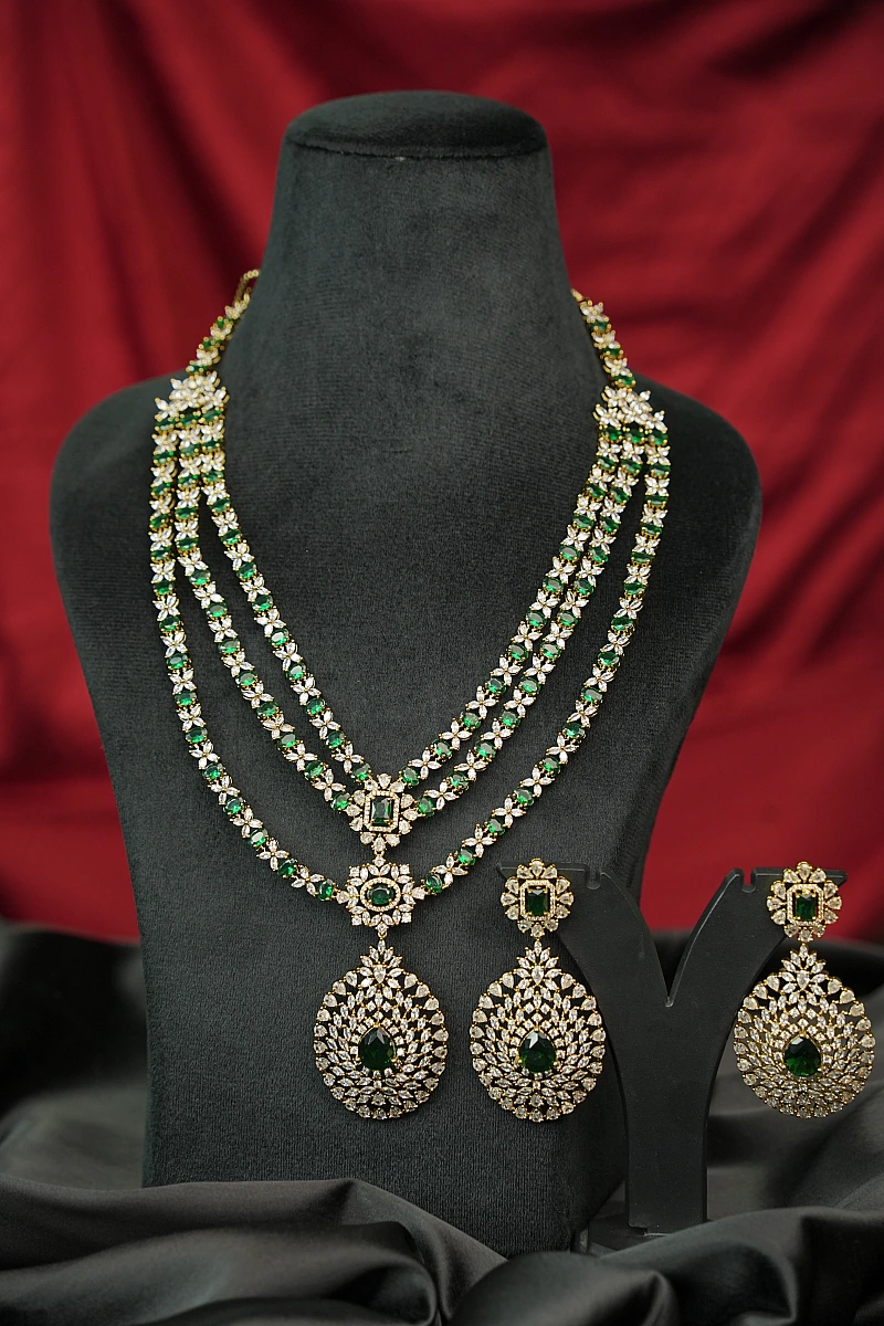 Elegant Moissanite Necklace Set with Matching Earrings