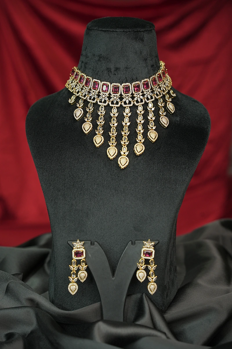 Elegant Moissanite Necklace Set with Matching Earrings