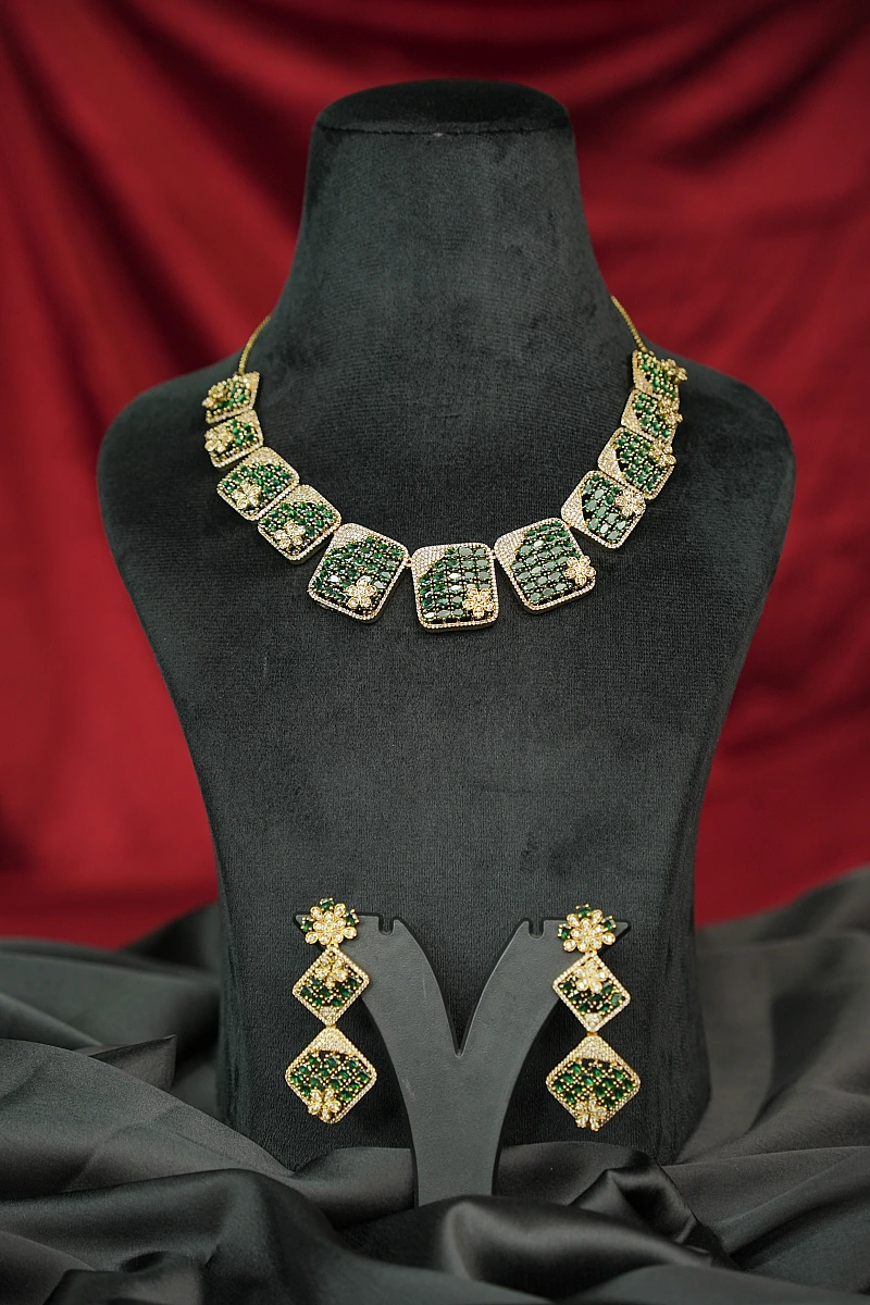 Elegant Moissanite Necklace Set with Matching Earrings