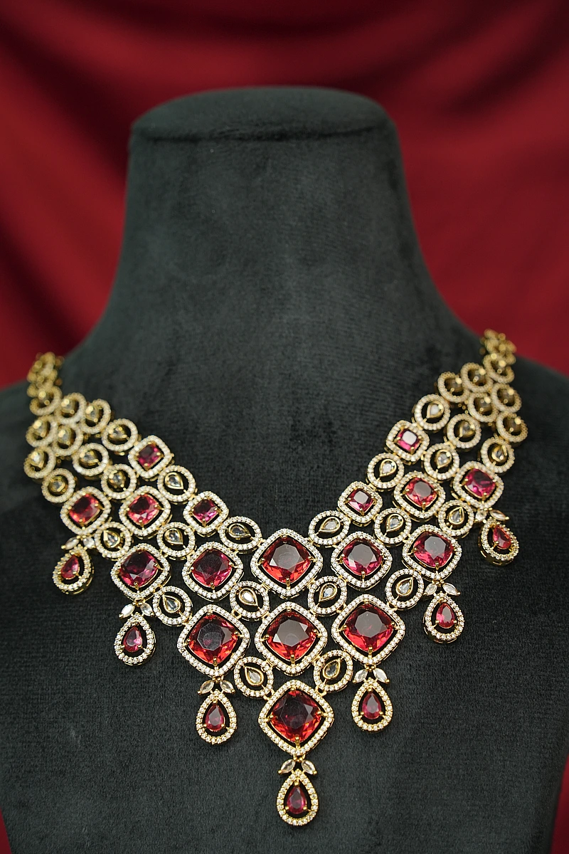 Elegant Moissanite Necklace Set with Matching Earrings - Image 2