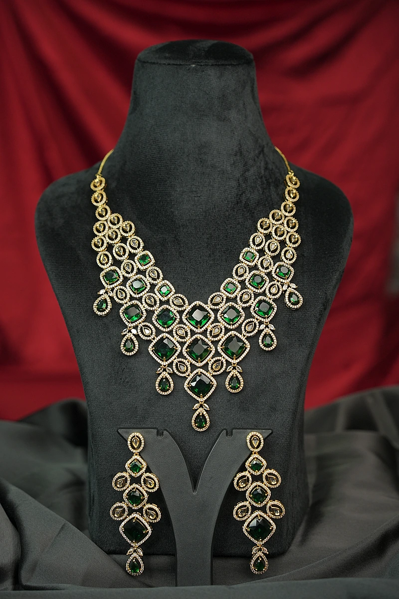 Elegant Moissanite Necklace Set with Matching Earrings