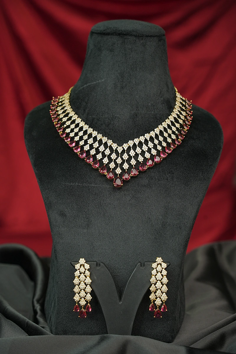 Elegant Moissanite Necklace Set with Matching Earrings