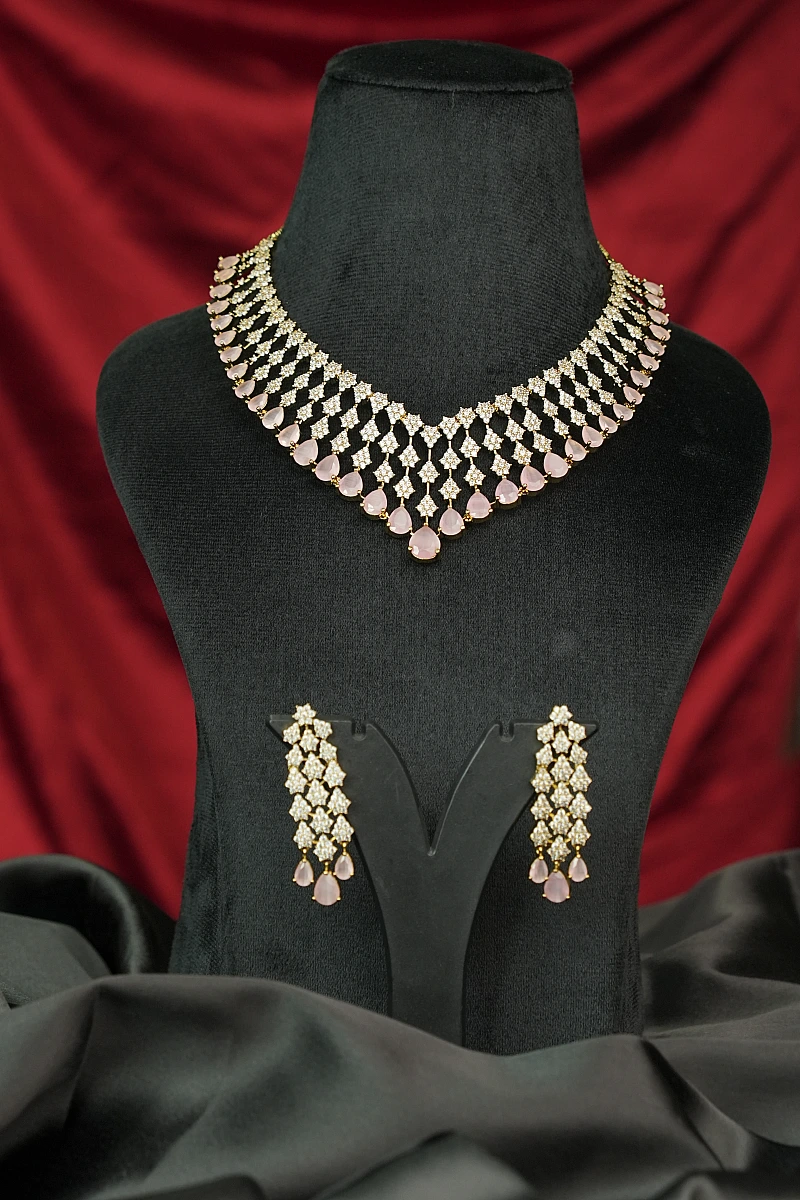 Elegant Moissanite Necklace Set with Matching Earrings