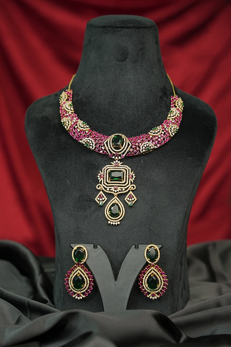 Elegant Moissanite Necklace Set with Matching Earrings