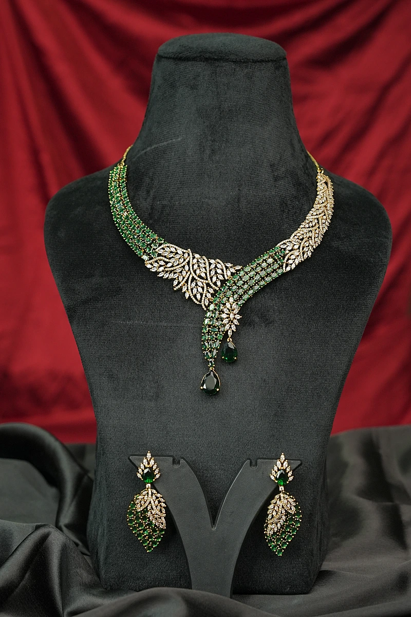 Elegant Moissanite Necklace Set with Matching Earrings