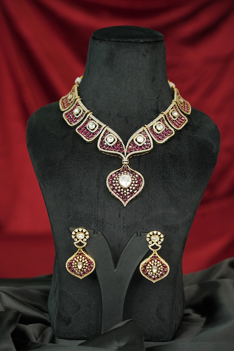 Elegant Moissanite Necklace Set with Matching Earrings