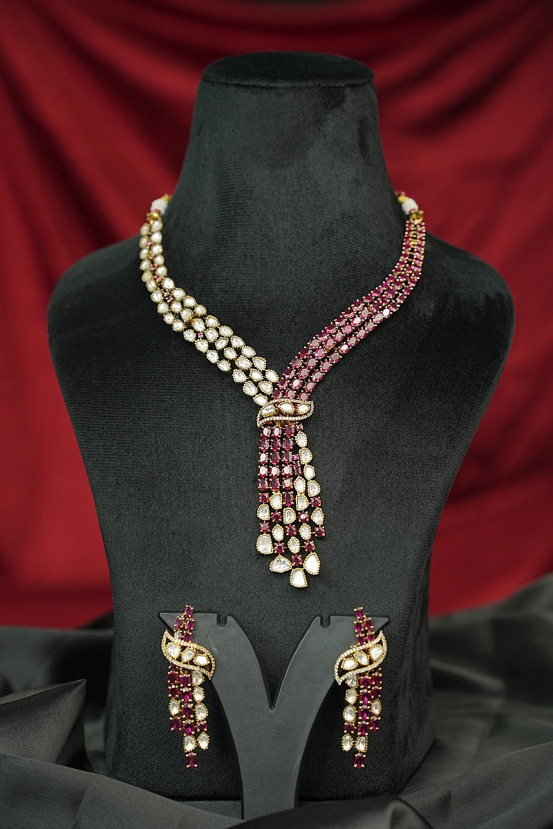 Elegant Moissanite Necklace Set with Matching Earrings