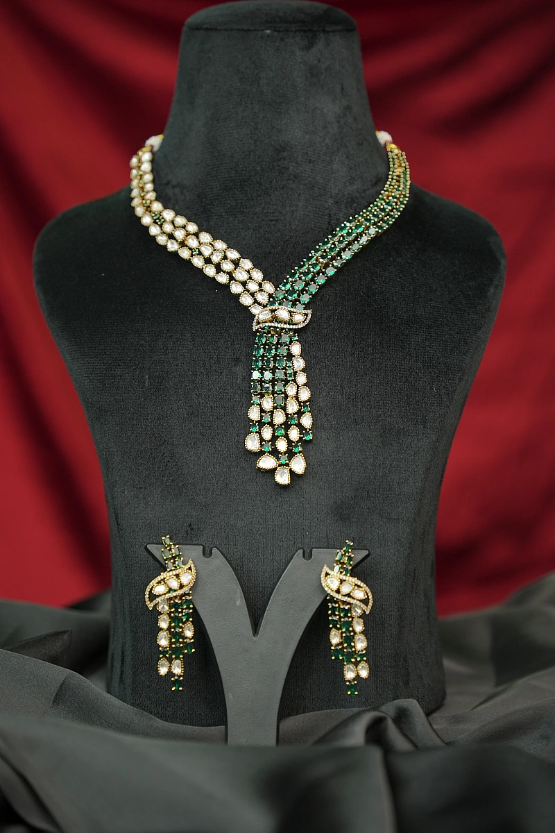 Elegant Moissanite Necklace Set with Matching Earrings