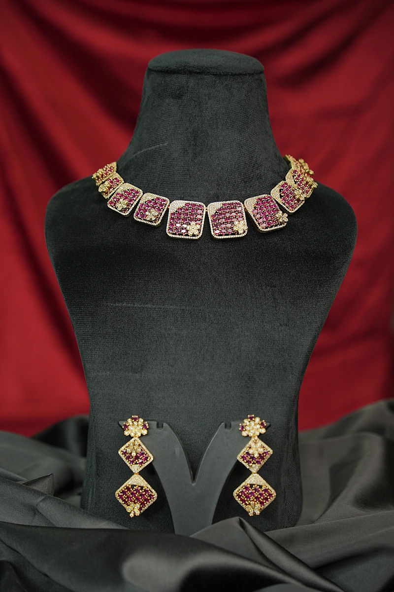 Elegant Moissanite Necklace Set with Matching Earrings