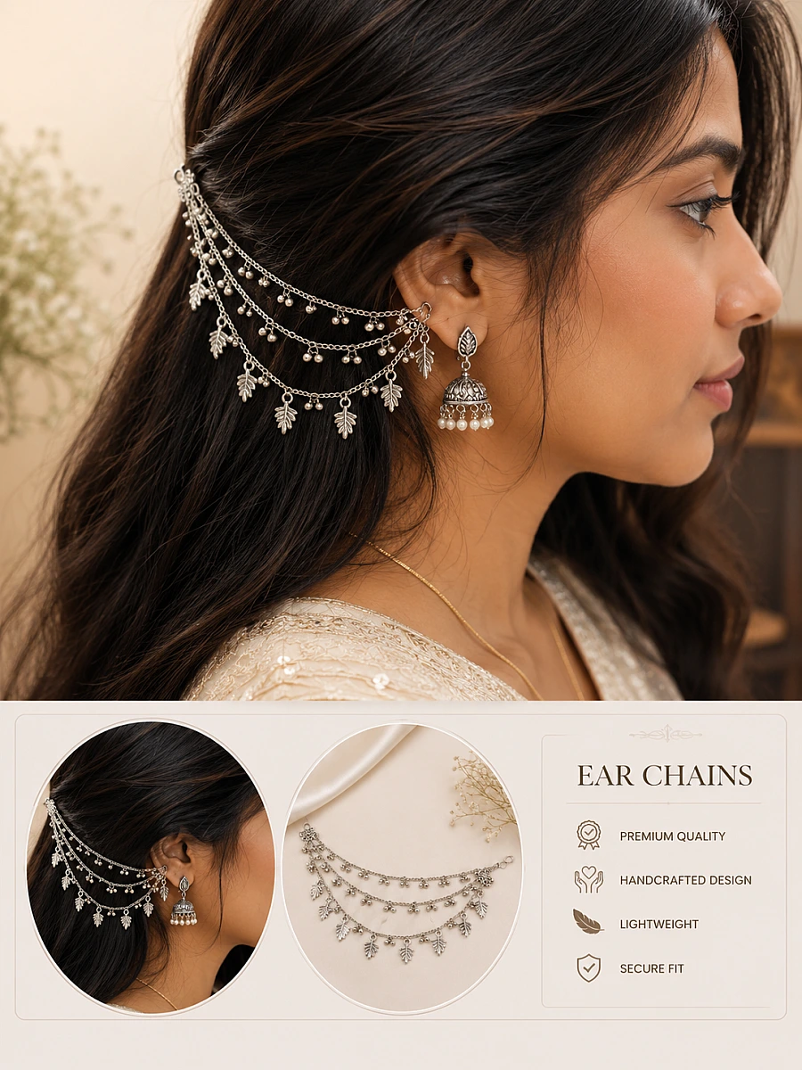 Garba Special Oxidised Earchains - Image 3