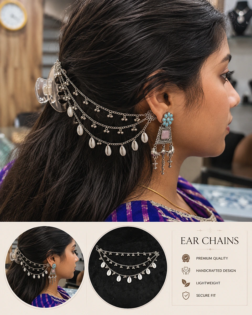 Garba Special Oxidised Earchains - Image 3