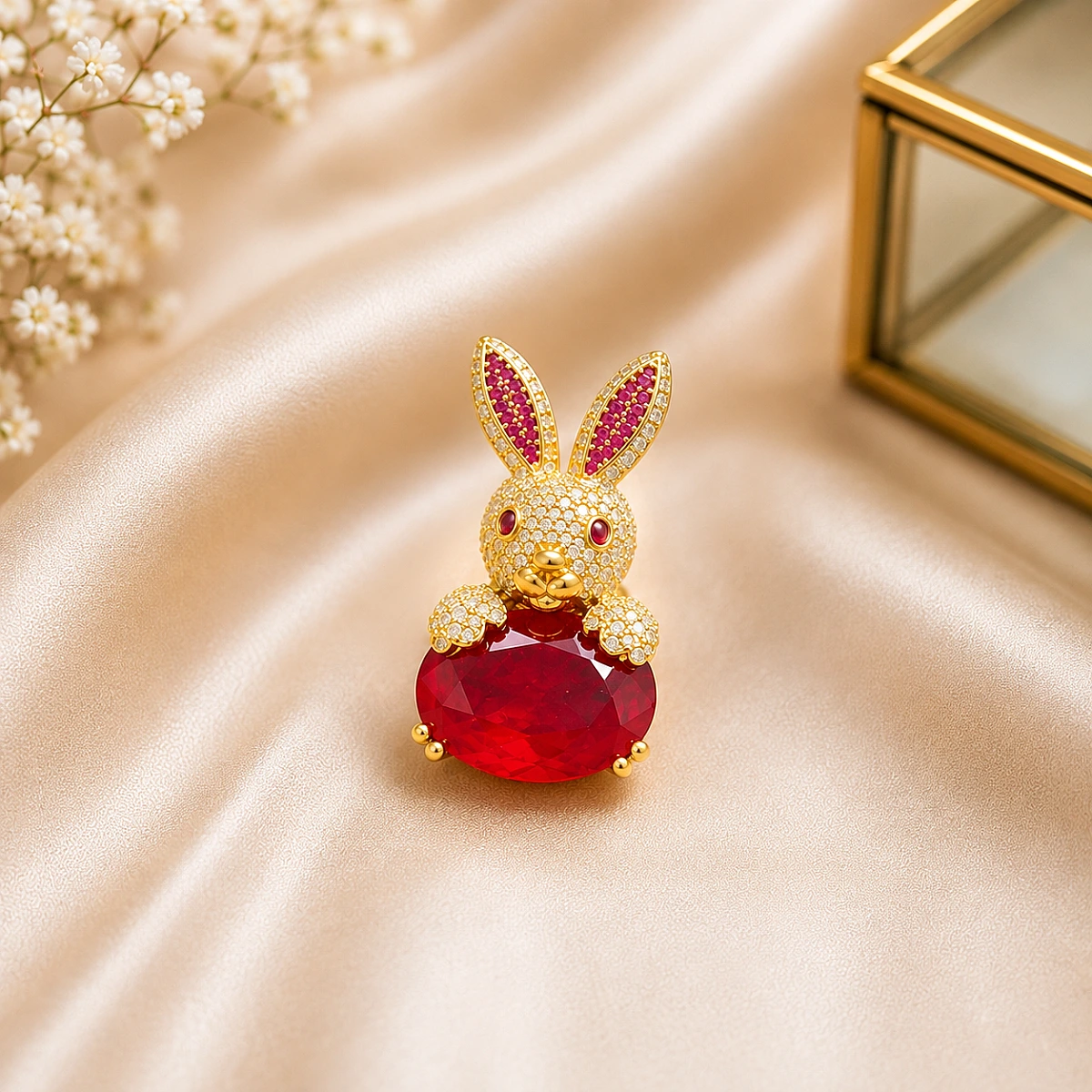 Luxury Crystal Bunny Brooch Pin
