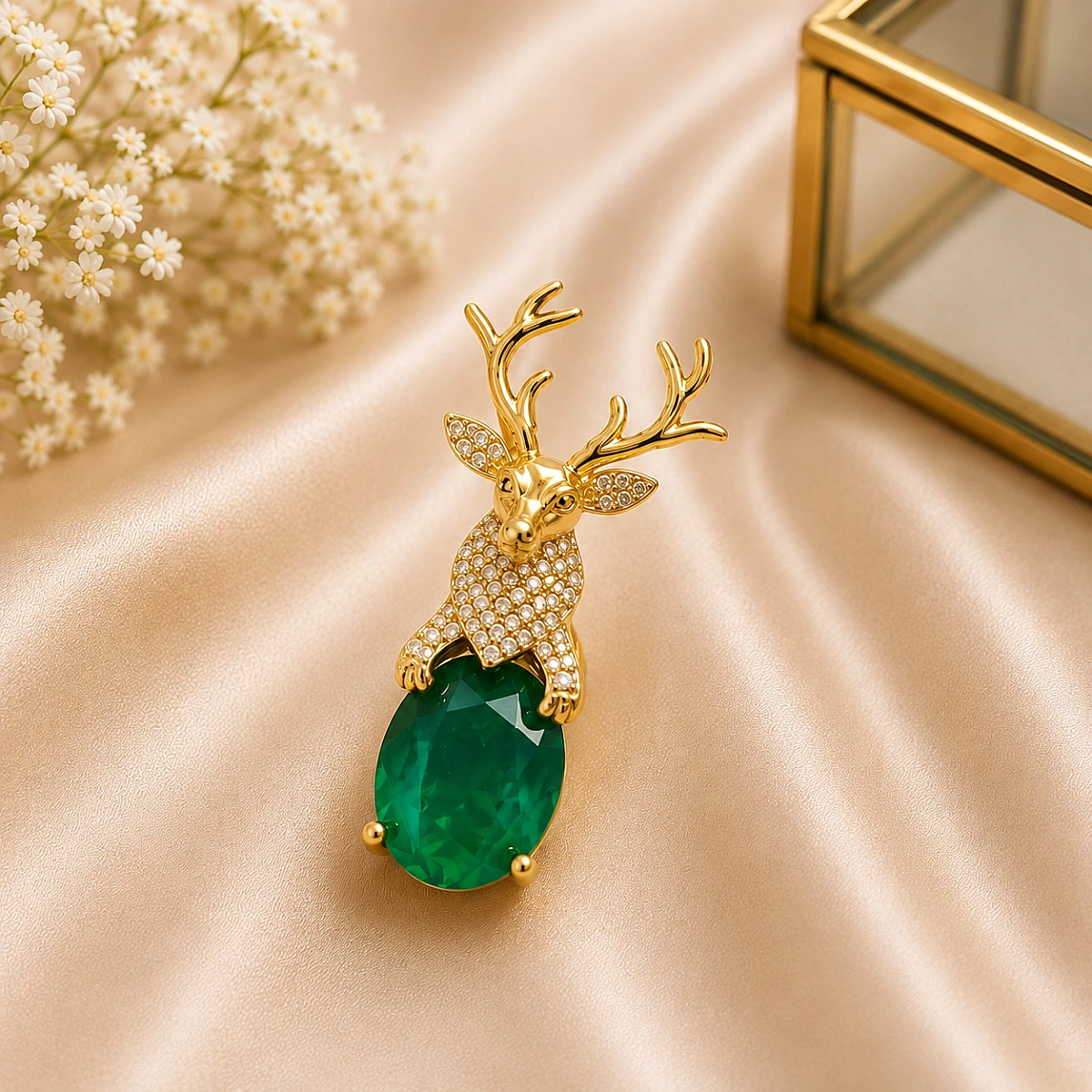 Royal Deer Crystal Brooch Pin - Image 2