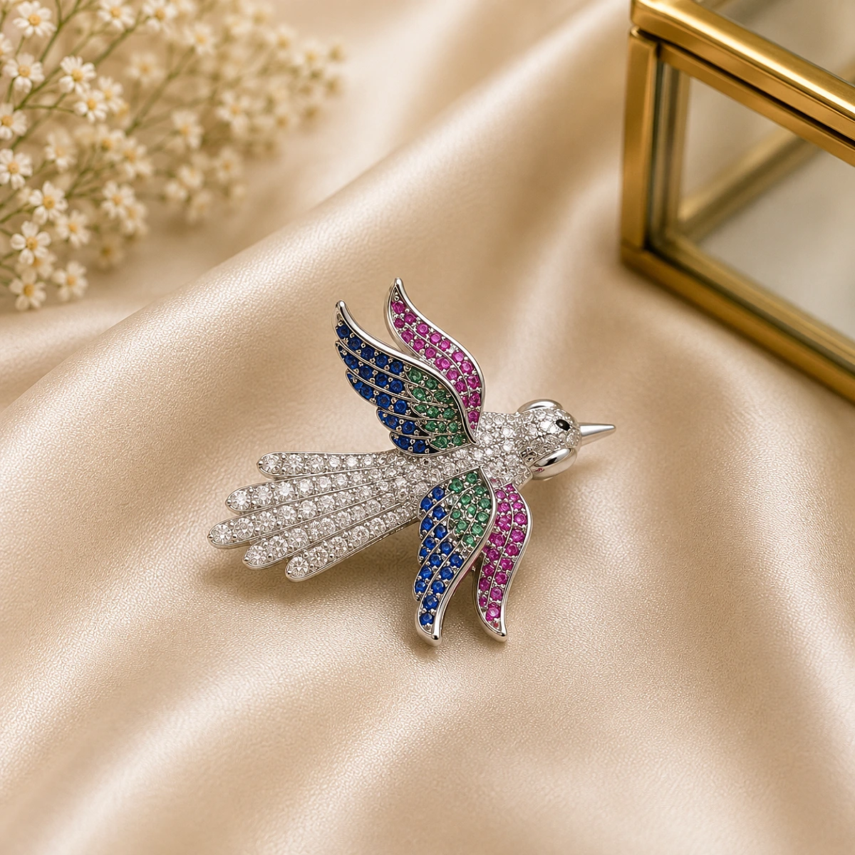 Luxury Crystal Flying Bird Brooch Pin - Image 2