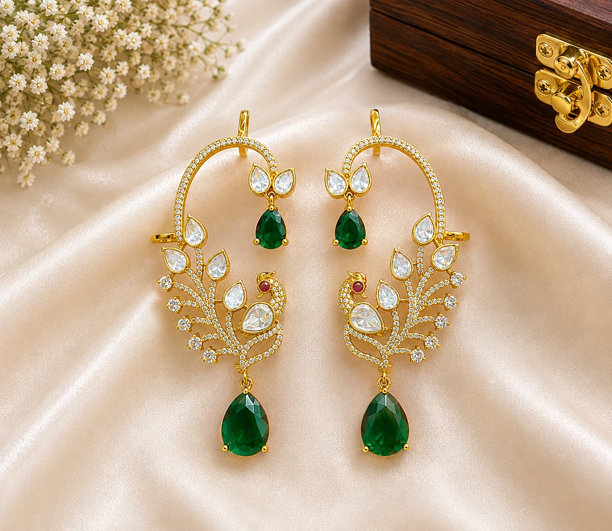 Moissanite Peacock Earcuffs - Image 2