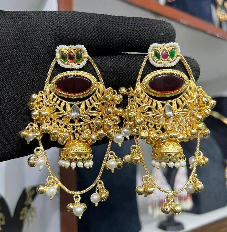 Ruby Chandbali Statement Earrings