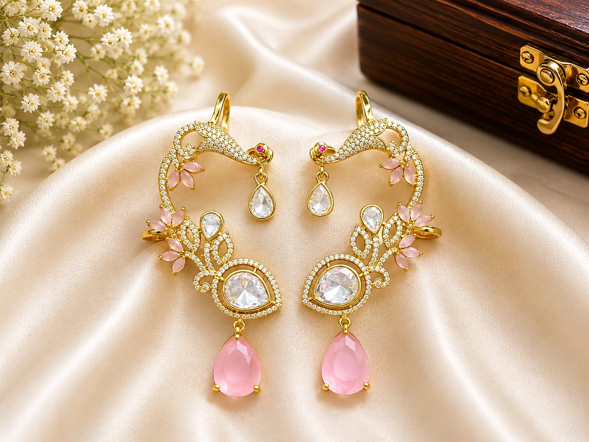 Moissanite Peacock Earcuffs - Image 2
