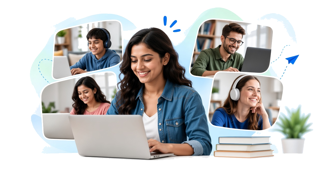Learners of every age studying with Medh
