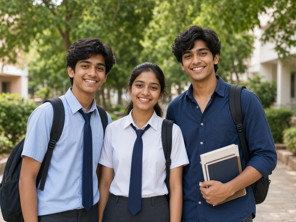 School and college students on campus