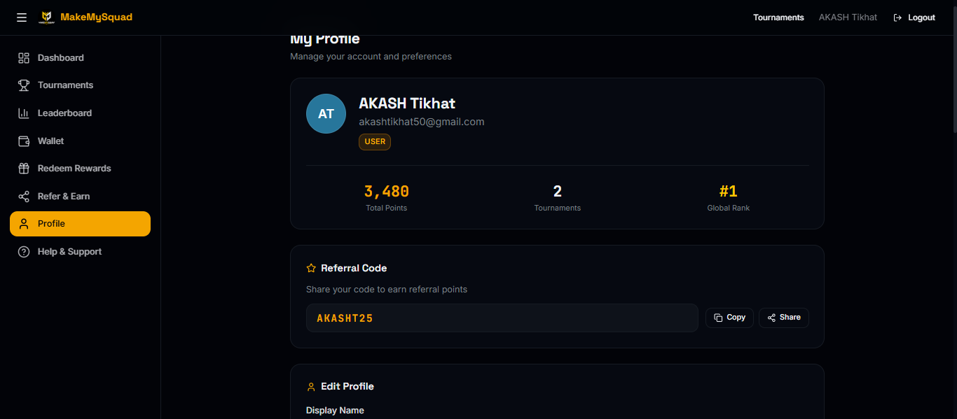MakeMySquad – Gaming Tournament Platform screenshot 2