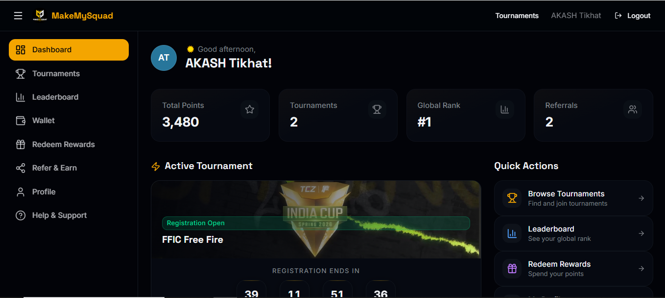 MakeMySquad – Gaming Tournament Platform screenshot 8