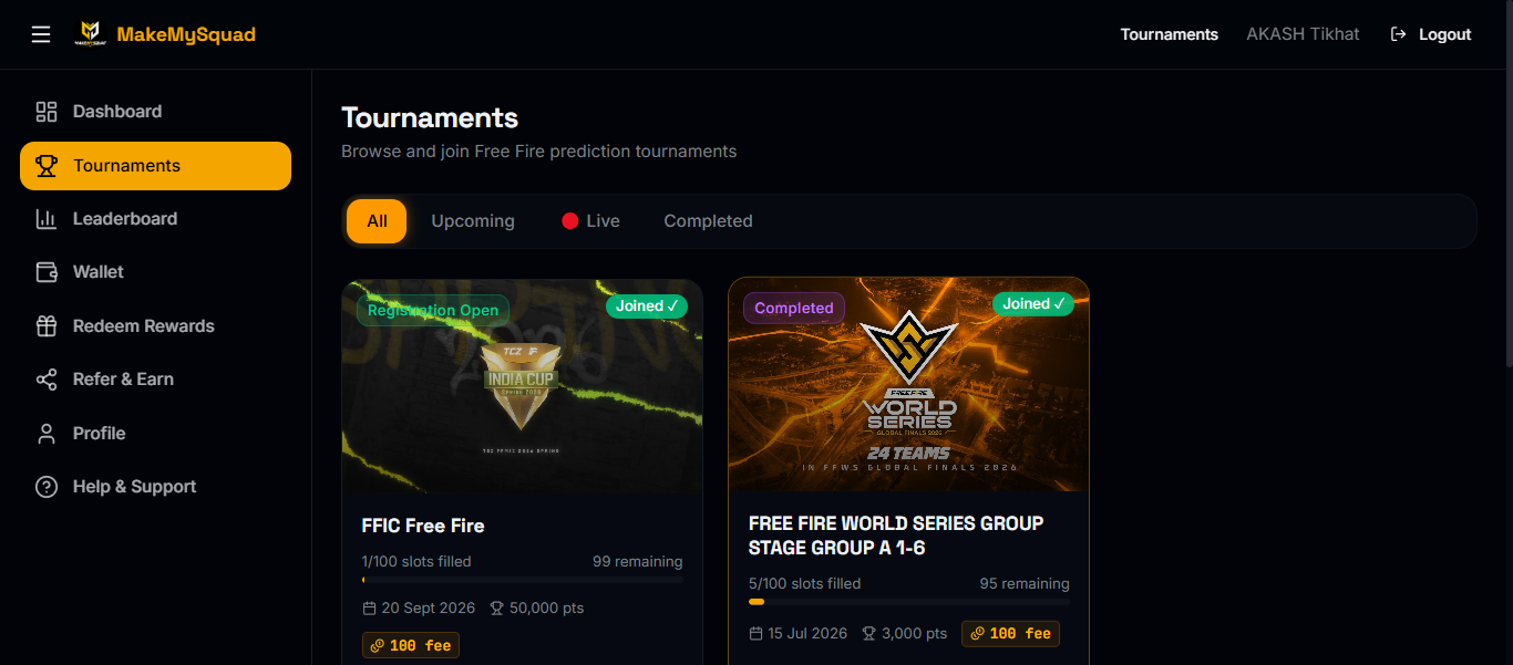 MakeMySquad – Gaming Tournament Platform screenshot 7